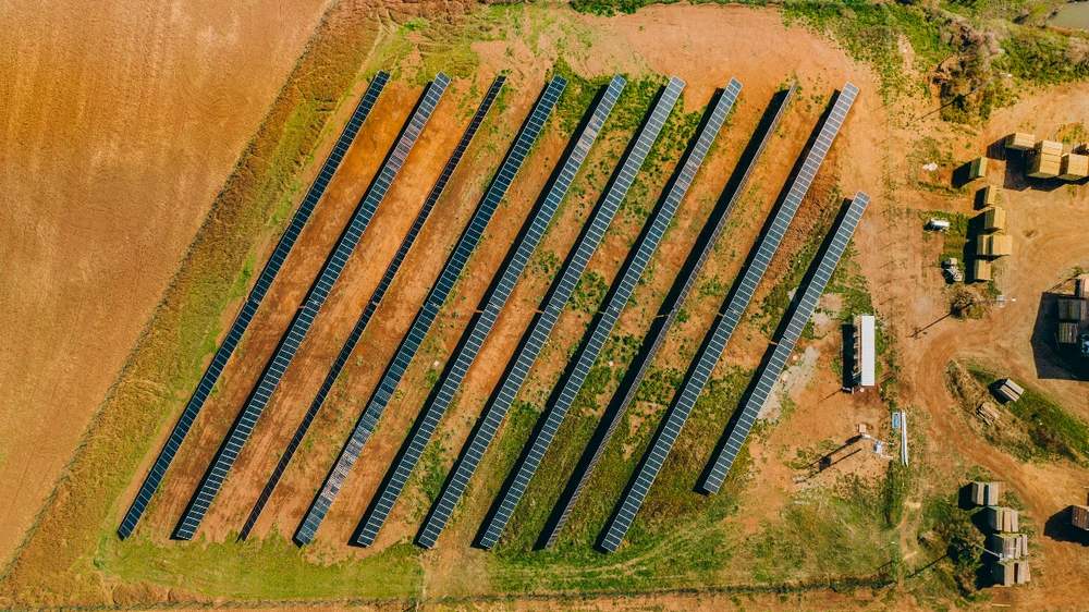 Vista aérea del parque fotovoltaico de Forestal Santa Blanca